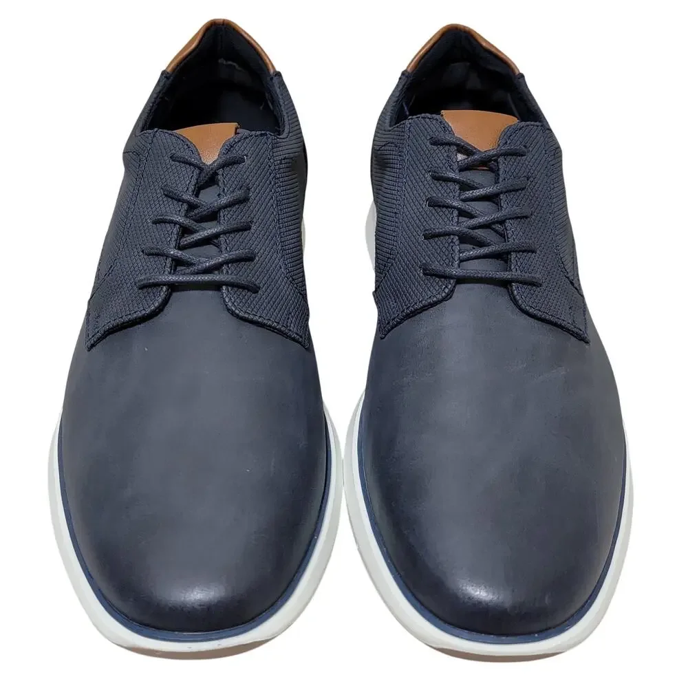 Alfani Men Landan Plain Toe Derby Oxfords Size US 11.5M Navy Blue Faux Leather